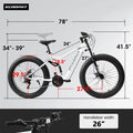 26 in Mountain Bike for Men, 26*4" Fat Tire Mountain Bicycles, Full - Suspension 21 - Speed Drivetrain with Disc Brakes