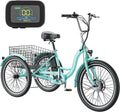 MOONCOOL Electric Tricycle, 350W 36V 24 in 7 Speeds 3 Wheels Electric Bikes for Adults, Motorized Electric Trike Three Wheel Electric Bicycle