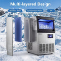 80 LBS/24H Spray-Type Commercial Ice Maker, 15" Built-in Undercounter Stainless Steel Ice Machine w/ 30 LBS Storage & Self-Cleaning for Home Bar Cafe