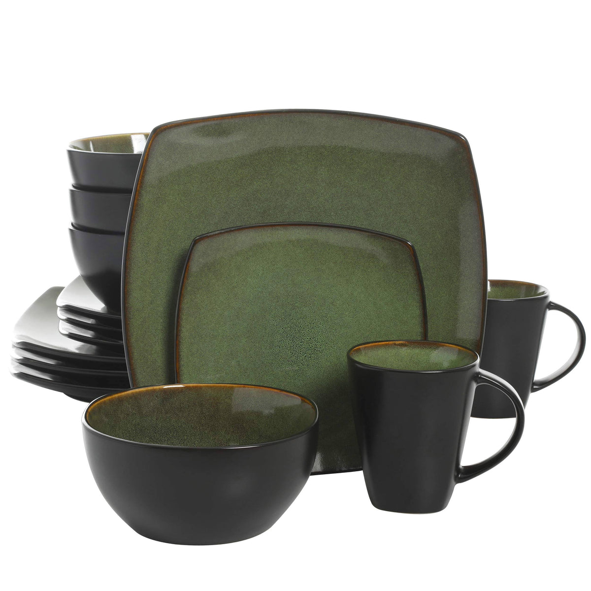 Soho Lounge 16 Piece Dinnerware Set Gibson Elite Color: Green